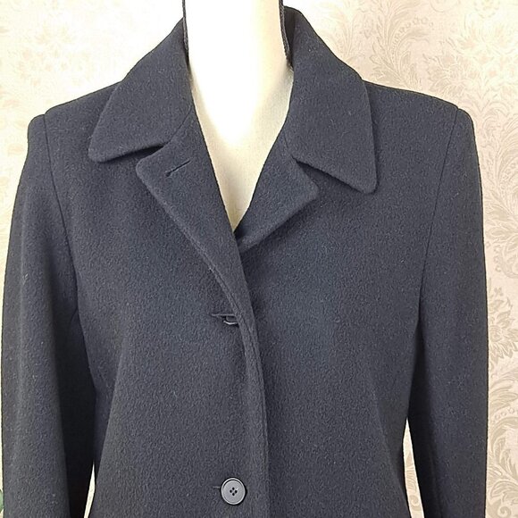 Jason Kole Women's Size 8P Black Long Coat Winter Trench Coat 100% Wool EUC - Picture 3 of 14
